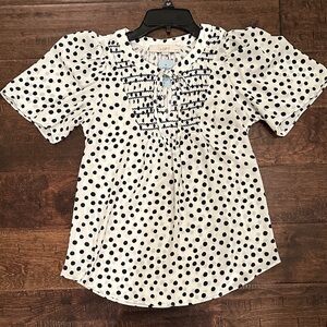 LOFT Kids Polka Dot Blouse - Black and Cream